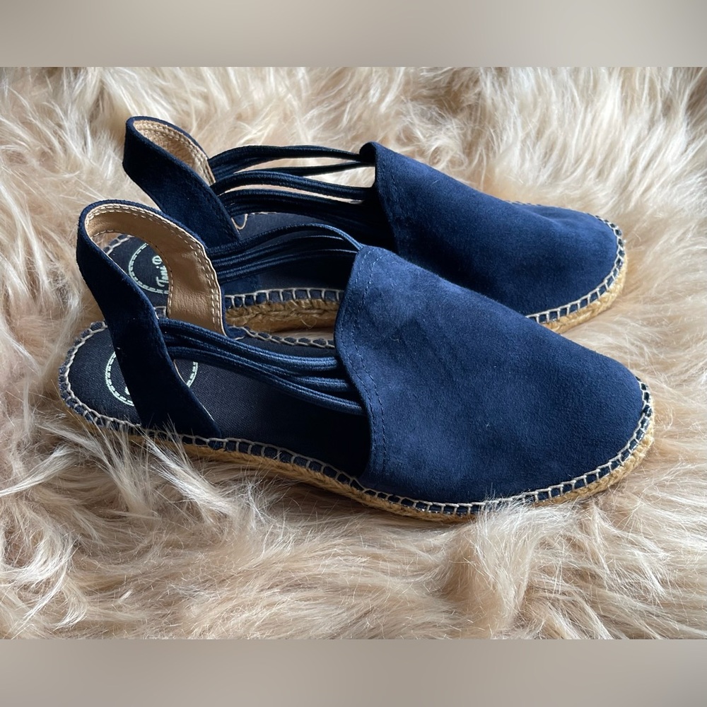 Toni Pons Navy Blue Suede Espadrille Sandals Size 38